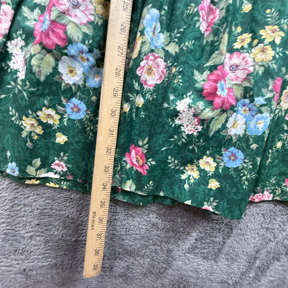 Vintage 80s Pretty N Pink Girls Dress Sz 10 Green Floral Lace Collar Cottagecore - Picture 4 of 6